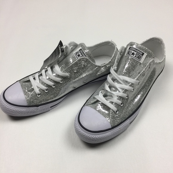 shiny white converse